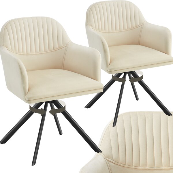 Tectake® sametová otočná židle Lona čalouněná 56 x 59 x 81 cm