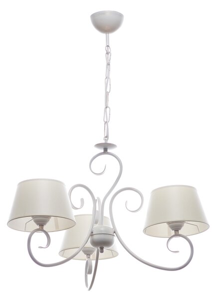 Light for home - Závěsný lustr na řetězu 20503 "JANET", 3x60W, E27, bílá, zlatá, patina