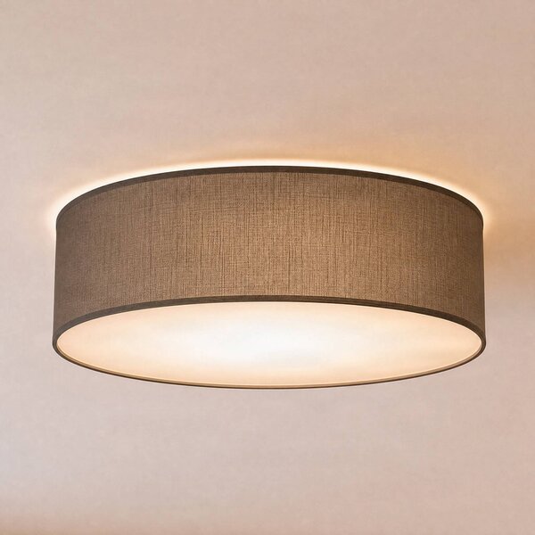 Milagro Lighting Stropní světlo Marshall, šedá, Ø 50 cm, kov/ratan, stmívatelný, Hliník / šedá / zinek, Obývací pokoj / jídelna, Dřevo, Moderní