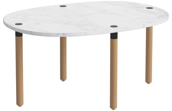 -25 % Dny MOMENTI– Bolia Šedobílý mramorový nízký konferenční stolek Tuk 71,5 x 52 cm s dubovou podnoží