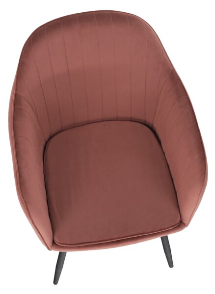 Designové křeslo VELTRA - látka Velvet, růžovohnědá / černá