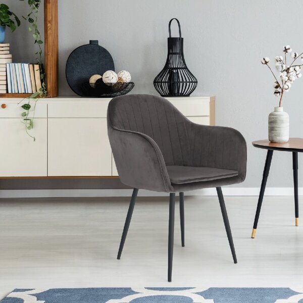Designové křeslo VELTRA - látka Velvet, šedá / černá