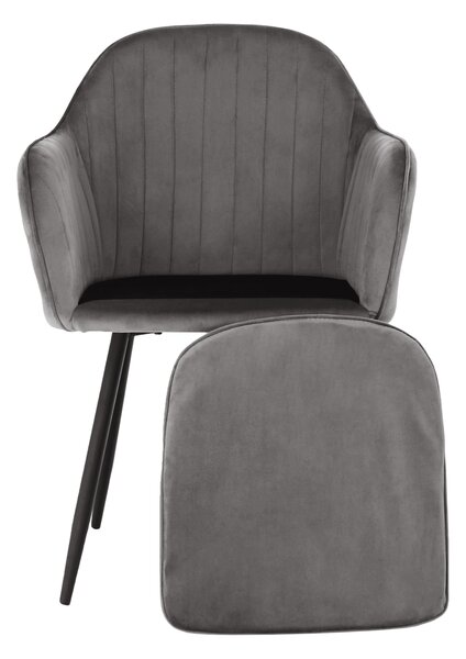 Designové křeslo VELTRA - látka Velvet, šedá / černá