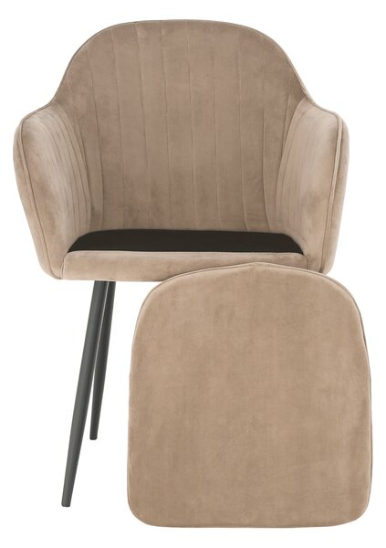 Designové křeslo VELTRA - látka Velvet, šedohnědá Taupe / černá