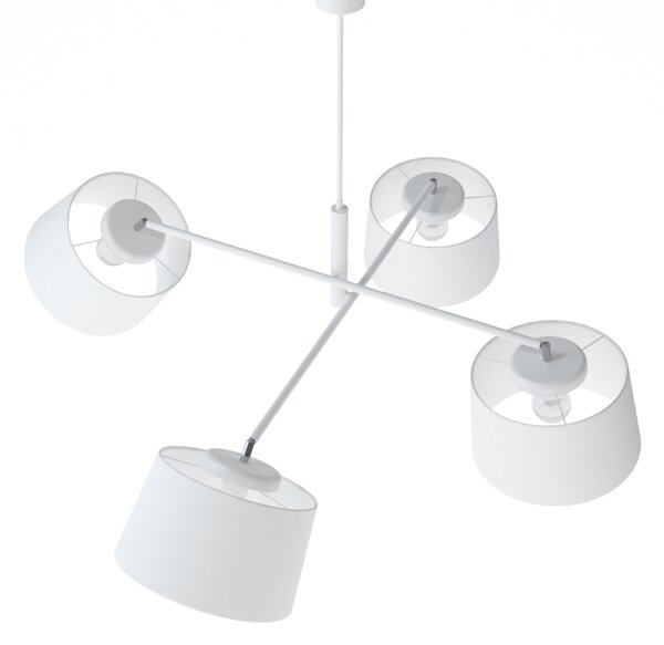 Light for home - Designový lustr na tyči se čtyřmi bílýmii stínítky. 60504 "Lefor", 4x60W, E27, Bílá