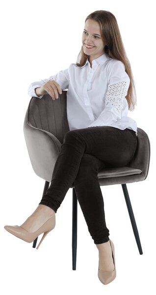 Designové křeslo VELTRA - látka Velvet, šedá / černá