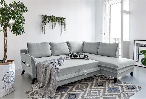 Světle šedá rozkládací rohová pohovka Miuform Charming Charlie L, pravý roh