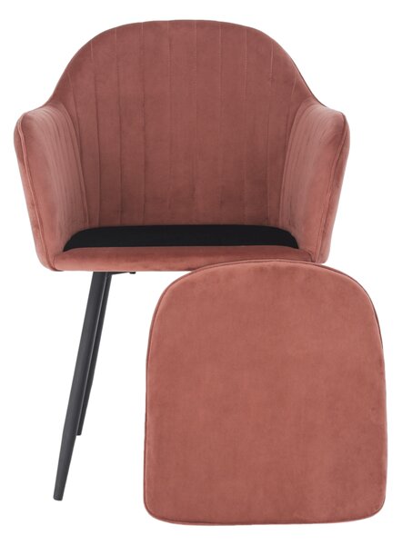 Designové křeslo VELTRA - látka Velvet, růžovohnědá / černá