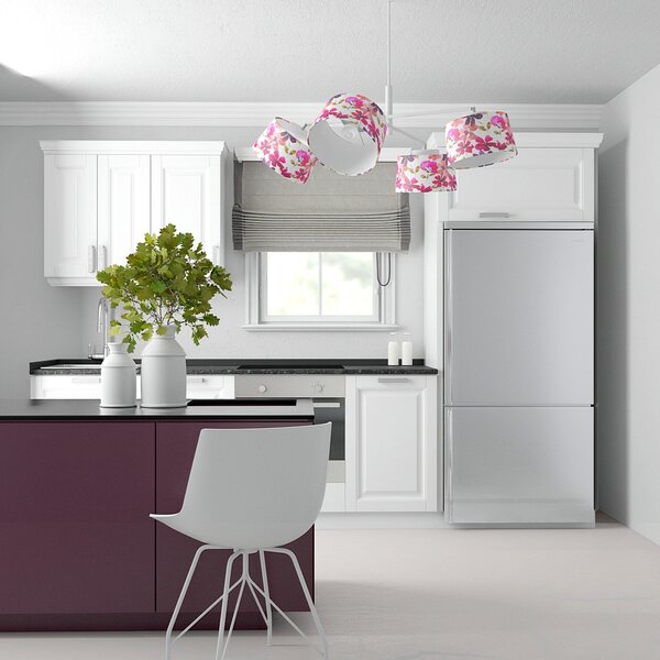 Light for home - Designový lustr na tyči se čtyřmi bílýmii stínítky. 60504 "Lefor", 4x60W, E27, Bílá