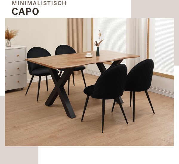 Židle do jídelny Albatros se sametovým potahem sada 4 židlí CAPO, černá - stylový vintage design, elegantní čalouněná židle k jídelnímu stolu - židle do kuchyně nebo jídelny s vysokou nosností