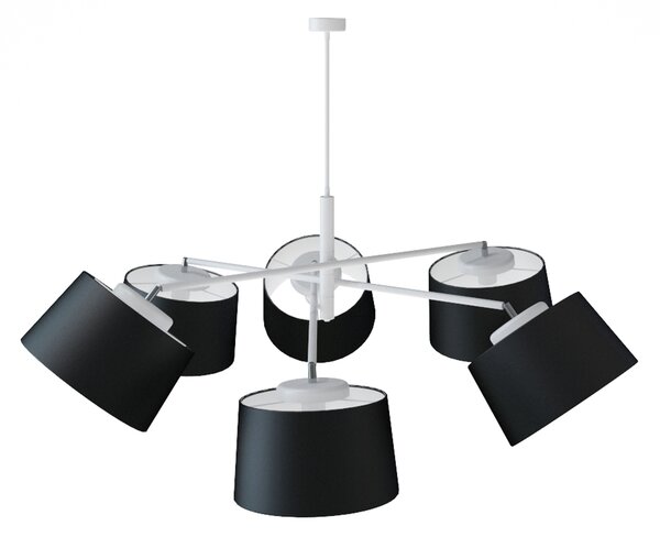 Light for home - Designový kovový lustr na tyči s neuvěřitelnými textilními stínítky. 60505 "Lefor", 6x60W, E27, Bílá