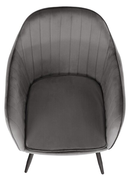 Designové křeslo VELTRA - látka Velvet, šedá / černá