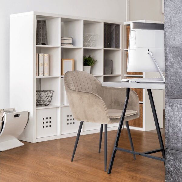 Designové křeslo VELTRA - látka Velvet, šedohnědá Taupe / černá
