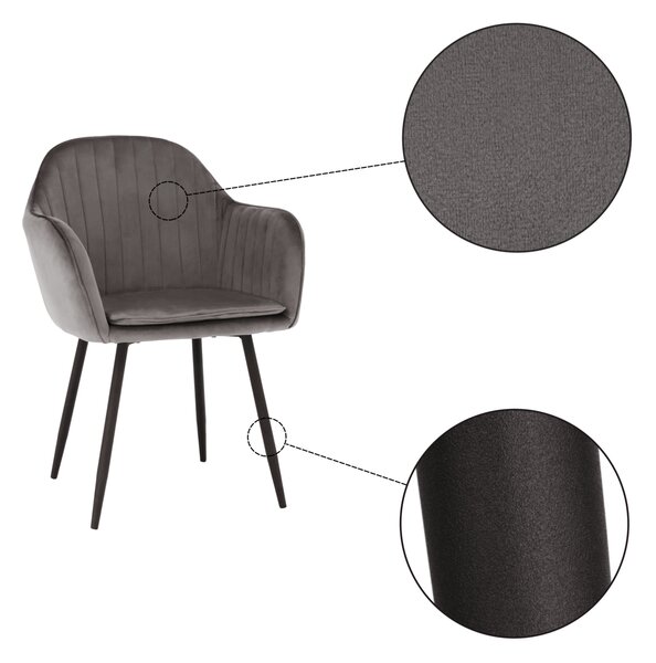 Designové křeslo VELTRA - látka Velvet, šedá / černá
