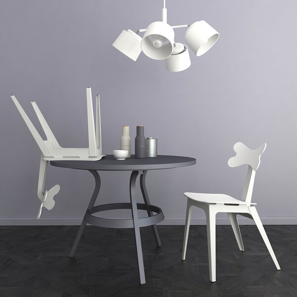 Light for home - Designový kovový bílý lustr na tyči se čtyřmi vícebarevnýmii stínítky. 60699 "Lefor", 4x60W, E27, Bílá