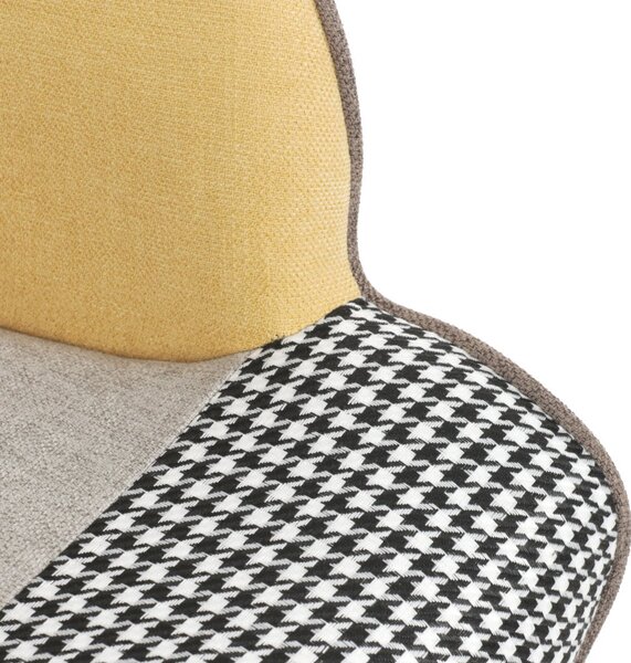 Relaxační křeslo ušák s taburetem ROYAL II — kov, látka, patchwork