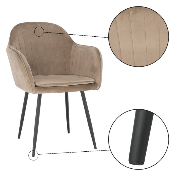 Designové křeslo VELTRA - látka Velvet, šedohnědá Taupe / černá