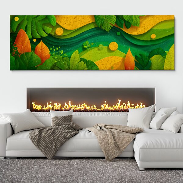 Obraz na plátně - Orosené listy FeelHappy.cz Velikost obrazu (šířka x výška): 60 x 20 cm