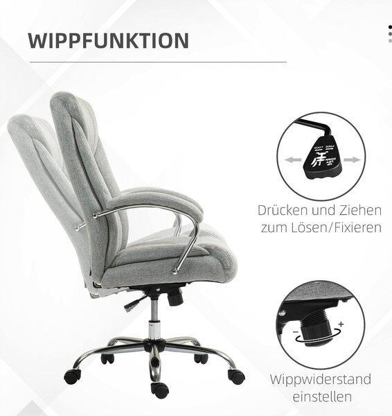Ergonomická kancelářská židle Vinsetto s houpací funkcí, polstrovanými područkami a opěrkou hlavy, nastavitelná výška, otočná židle s opěrkou, nylon