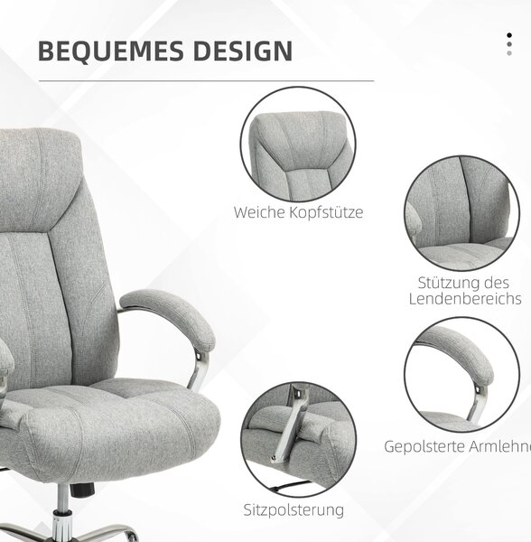 Ergonomická kancelářská židle Vinsetto s houpací funkcí, polstrovanými područkami a opěrkou hlavy, nastavitelná výška, otočná židle s opěrkou, nylon