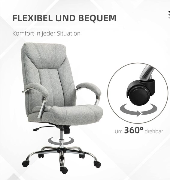 Ergonomická kancelářská židle Vinsetto s houpací funkcí, polstrovanými područkami a opěrkou hlavy, nastavitelná výška, otočná židle s opěrkou, nylon