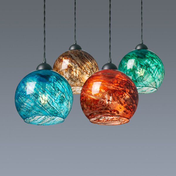 Light for home - Závěsné svítidlo se stínítkem z foukaného skla v zeleném provedení 19603 "MARBLE", 1x60W, E27, Černá
