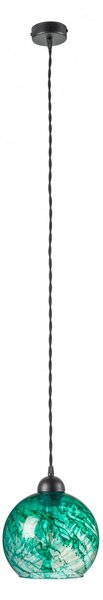 Light for home - Závěsné svítidlo se stínítkem z foukaného skla v zeleném provedení 19603 "MARBLE", 1x60W, E27, Černá
