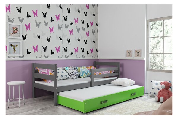 Dětská postel s přistýlkou bez matrací 80x190 MELANIE - grafit / zelená