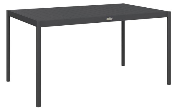Stůl do zahrady Outsunny pro 6 osob, jídelní stůl, patio stůl, balkonový stůl z hliníku, tmavě šedý, 145 x 90 x 74 cm | Aosom