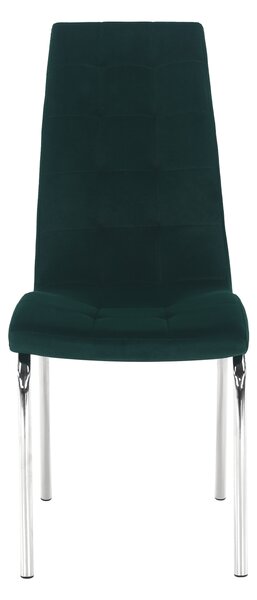 Jídelní židle CLARISA - látka Velvet, smaragdová / chrom