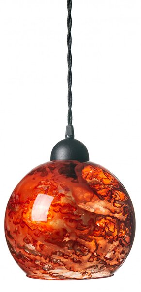 Light for home - Závěsné svítidlo se stínítkem z foukaného skla v jantarové barvě 19603 "MARBLE", 1x60W, E27, Černá
