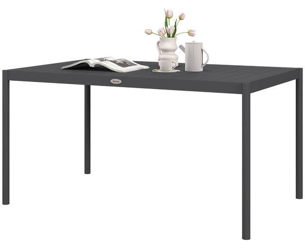 Stůl do zahrady Outsunny pro 6 osob, jídelní stůl, patio stůl, balkonový stůl z hliníku, tmavě šedý, 145 x 90 x 74 cm | Aosom