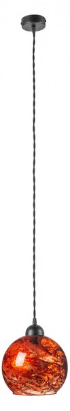 Light for home - Závěsné svítidlo se stínítkem z foukaného skla v jantarové barvě 19603 "MARBLE", 1x60W, E27, Černá
