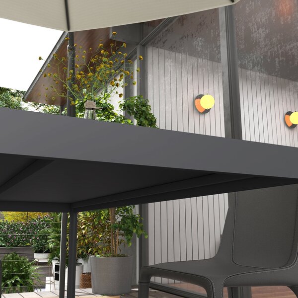 Stůl do zahrady Outsunny pro 6 osob, jídelní stůl, patio stůl, balkonový stůl z hliníku, tmavě šedý, 145 x 90 x 74 cm | Aosom