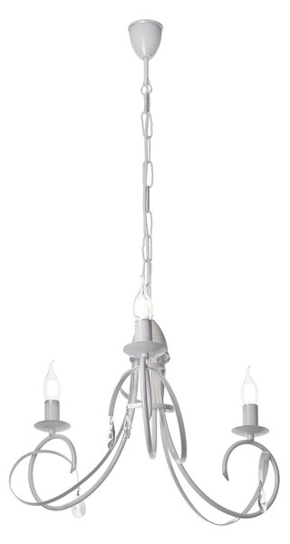 Light for home - Závěsný lustr na řetězu 18503 "VIRGINIA CRYSTAL", 3X40W, E14, bílá, stříbrná patina