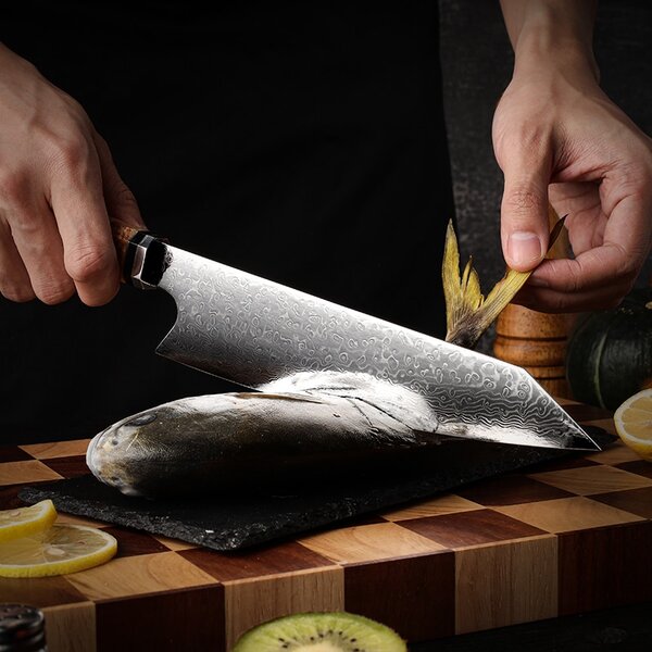 Japonský nůž Kiritsuke z damaškové oceli SaKuRo Red 20,3 cm