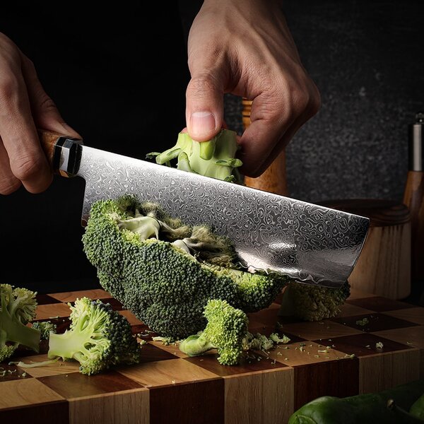 Japonský nůž Nakiri z damaškové oceli SaKuRo Red 17,8 cm