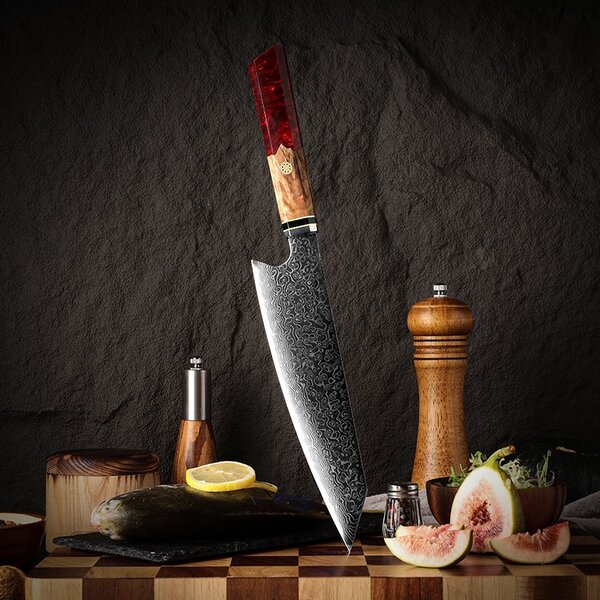 Japonský nůž Kiritsuke z damaškové oceli SaKuRo Red 20,3 cm