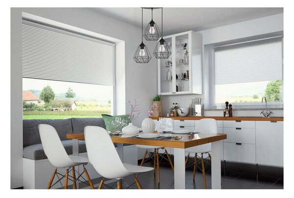 Light for home - Závěsné svítidlo na lanku s kovovými stínítky LH001 "DIAMOND LOFT CORRAL", 3x60W, E27, Černá