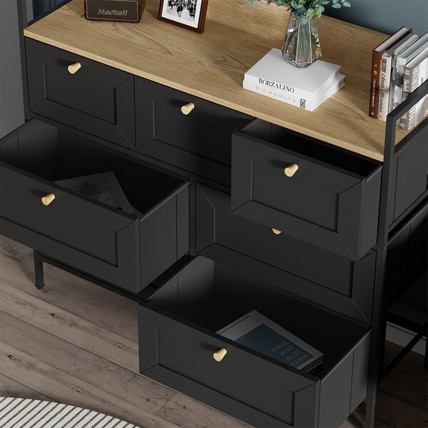 Komoda Vicco Belaro Černá 98 x 85 cm se 7 zásuvkami, Model 51898