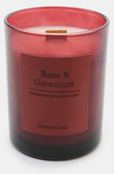 Sinsay - Vonná svíčka s přídavkem sójového vosku Rose and Geranium - světle fialová