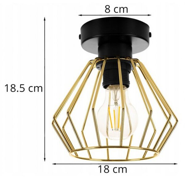 Light for home - Stropní svítidlo s kovovým stínítkem LH009 "SANTOS LOFT", 1x60W, E27, Černá