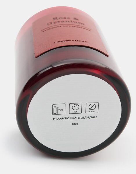 Sinsay - Vonná svíčka s přídavkem sójového vosku Rose and Geranium - světle fialová