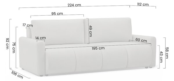 Rozkládací pohovka Velaro - béžová látka Vela 03