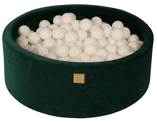 MeowBaby Suchý bazének s míčky 90x30cm s 200 míčky, tmavě zelená: bílá