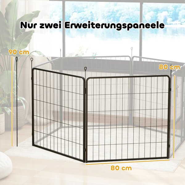 PawHut 2dílné rozšíření 2 panelů plotu pro psy pro hrací arénu, 80 x 80 cm ocelový plot pro štěňata, pro malé a střední psy | Aosom