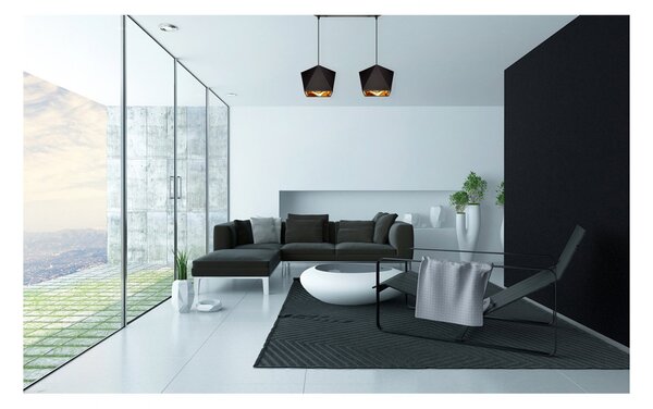 Light for home - Závěsné svítidlo na lanku LH025 "DIAMOND GOLD", 2x60W, E27, Černá