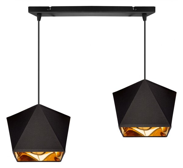 Light for home - Závěsné svítidlo na lanku LH025 "DIAMOND GOLD", 2x60W, E27, Černá