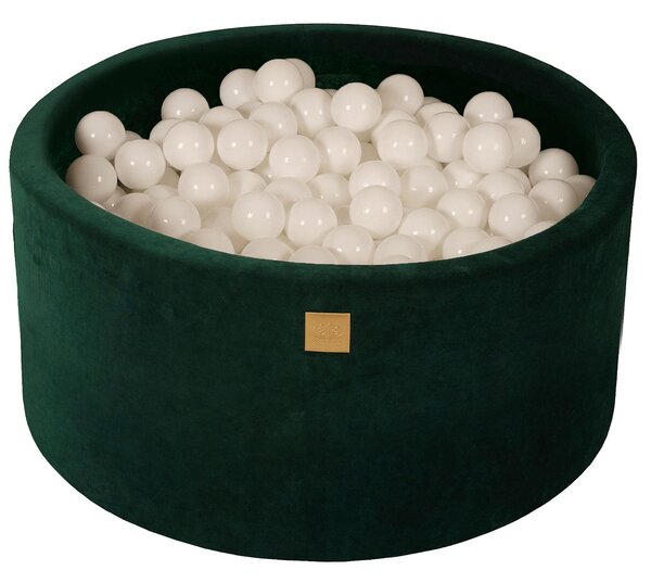 MeowBaby Suchý bazének s míčky 90x40cm s 200 míčky, tmavě zelená: bílá