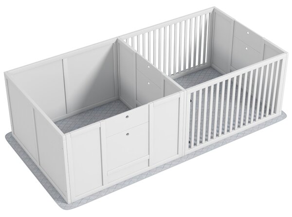 PawHut Box pro Štěňata s Vodotěsnou Podložkou, Psí Hřiště se Dvířky, Box pro Rodící Feny, Hřiště pro Štěňata pro Malé až Velké Psy, 160x80x50 cm, Bílá